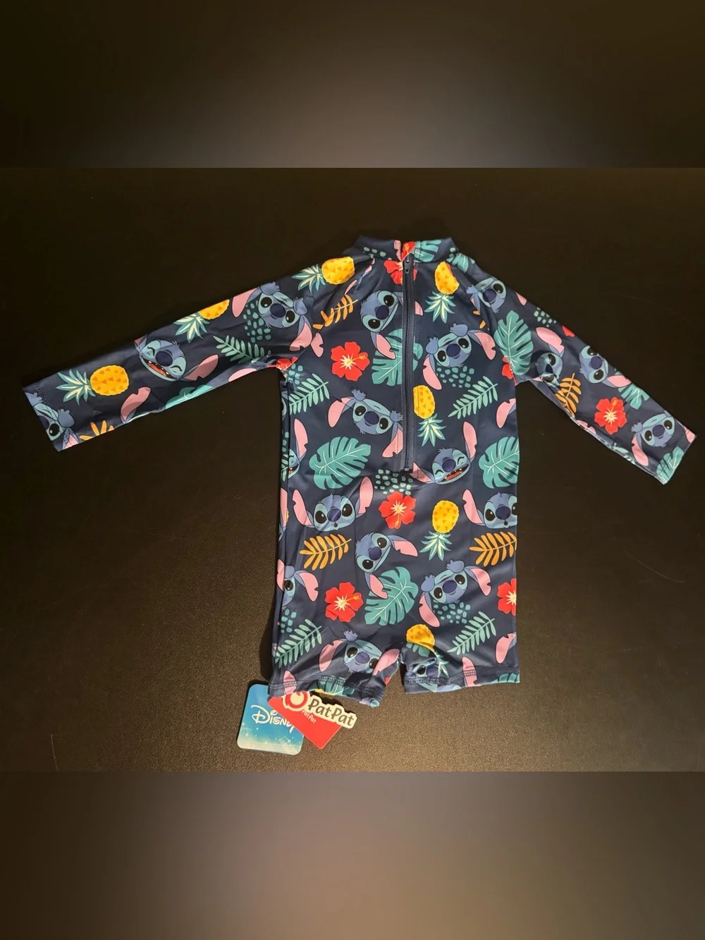 Patpat Disney Stitch Tropical Long Sleeve Rash Guard 12M-18M Swimsuit. New.